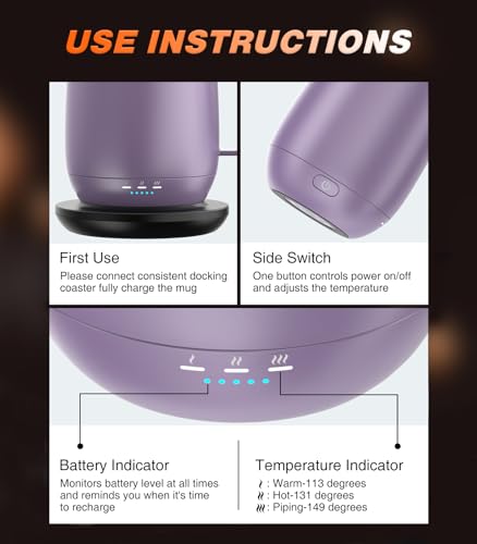 16oz Self Heating Coffee Mug with Temperature Control W776