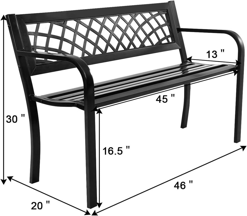Black Cast Iron Frame Patio Garden Bench I7728