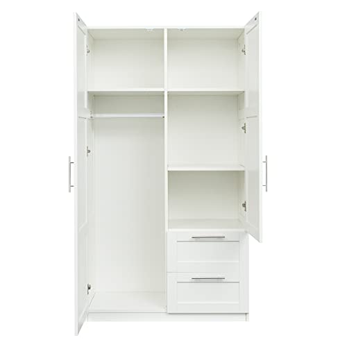 White Tall Kitchen Pantry Cabinet with 2 Doors and 2 Drawers H170553