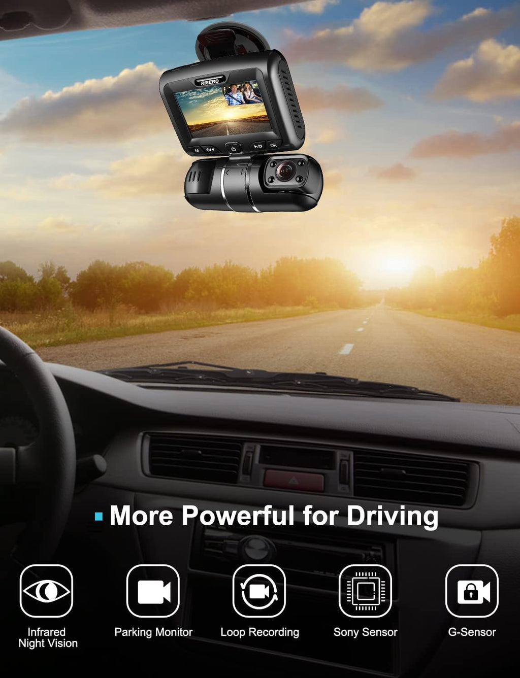 Dual Dash Cam Front and Rear 1080P Car Dashboard Camera Recorder Y344