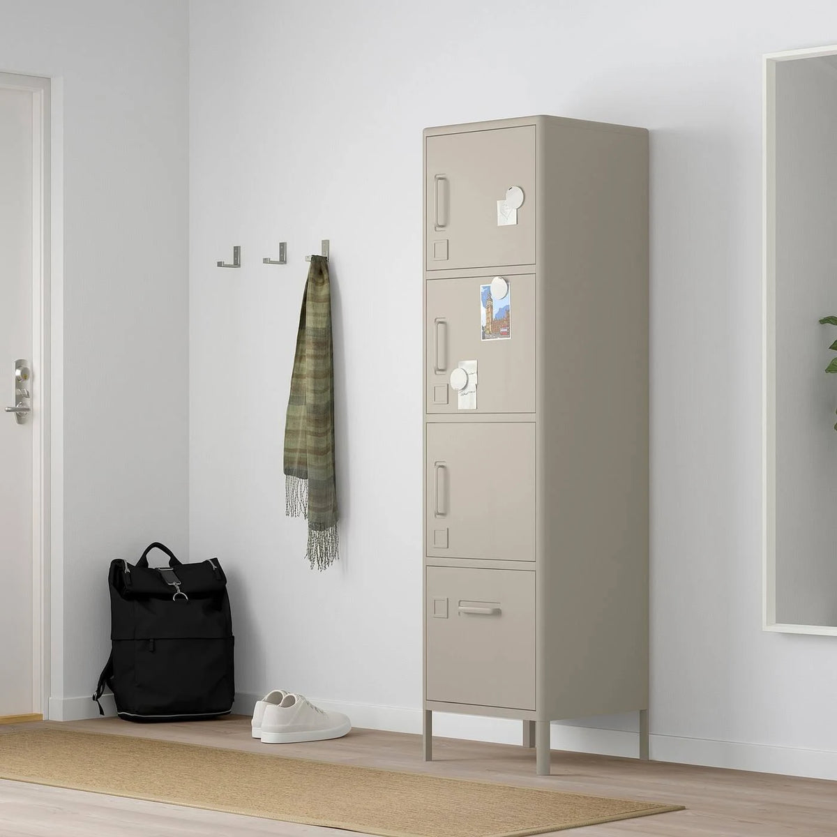 Beige High Cabinet with Drawer and Doors S118