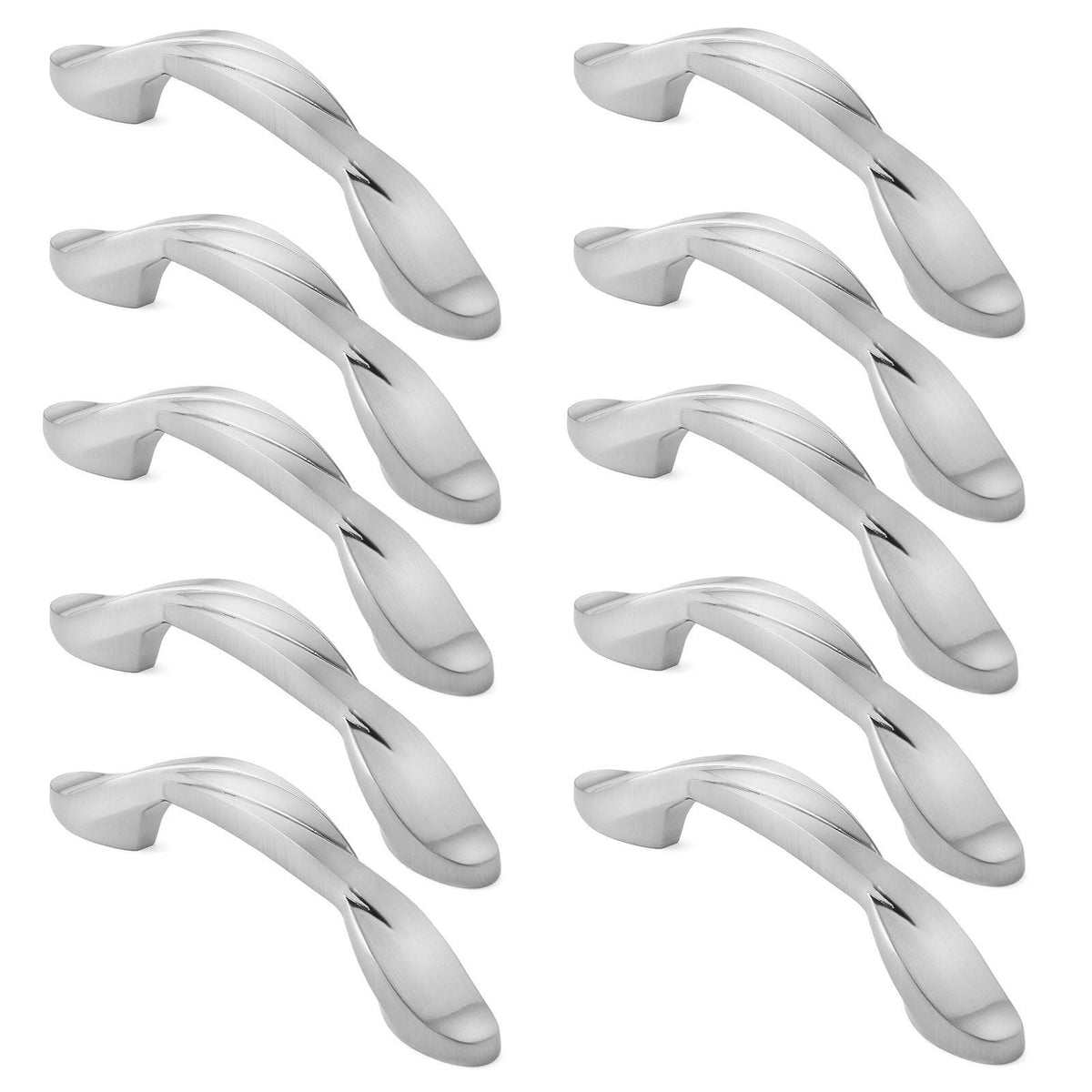 25 Pack Solid Braided Kitchen Cabinet Pulls Handles (3x22 Hole Centers) Satin Nickel F57246