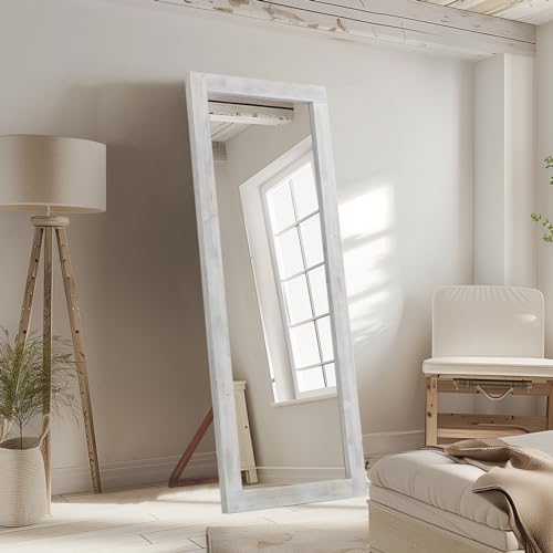 Rustic Farmhouse Full Length Mirror, 64"x21" Wood Frame Floor Mirror H495595