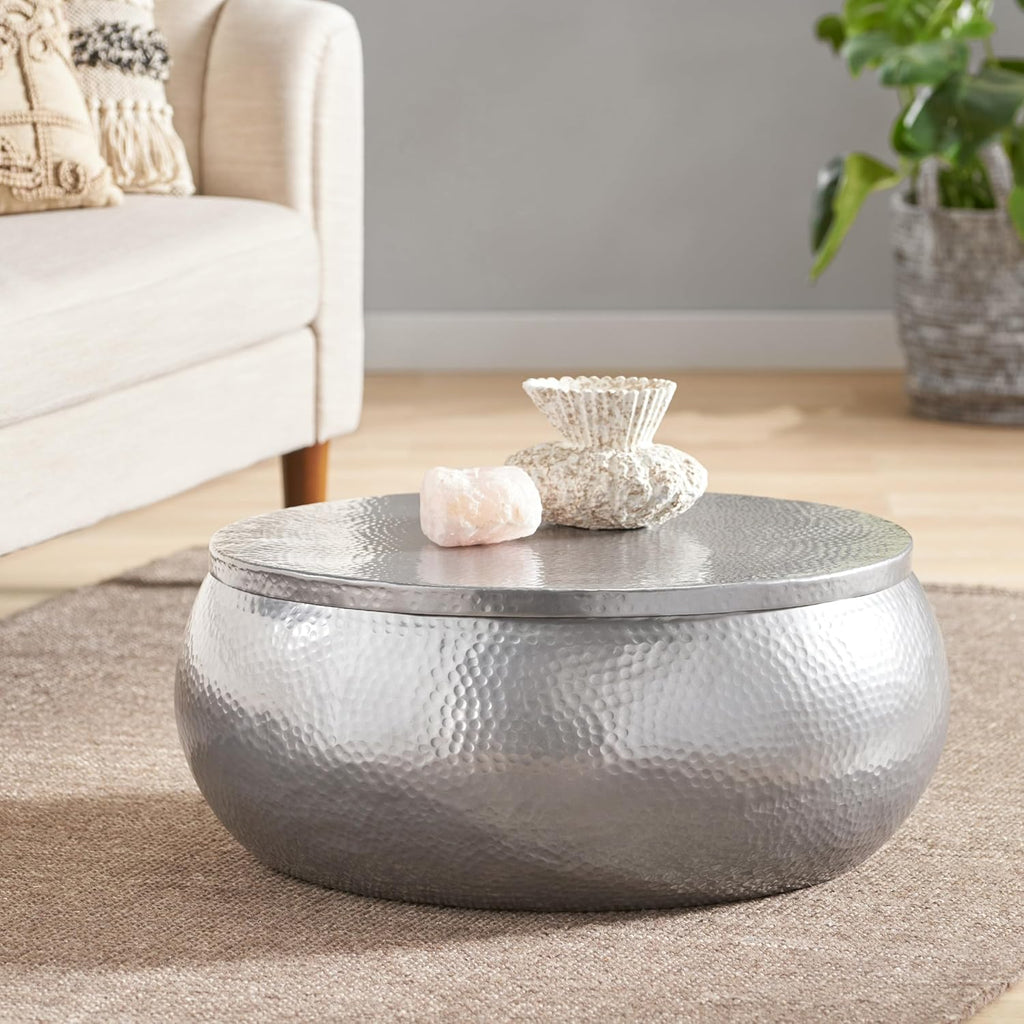 29" Solid Aluminum Round Drum Coffee Table H858293