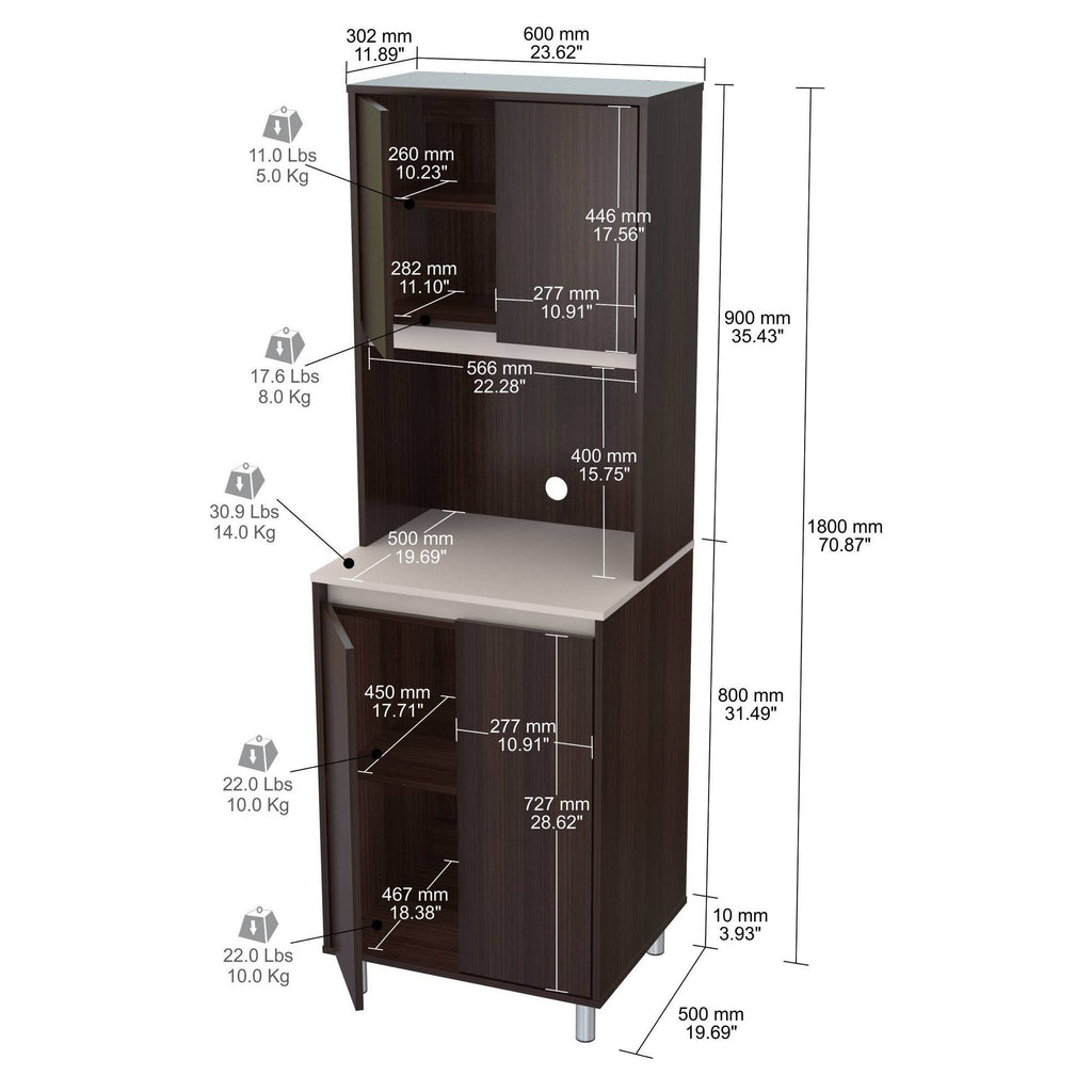 4-Door Cabinet with Open Space A489578