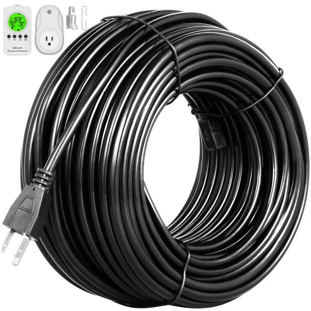 Heat Roof Gutter Snow De-Icing Cable Kit with Thermostat 76ft L629