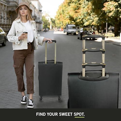 Black 24-Inch Quilted Luggage T626