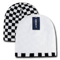 White Checkered Reversible Beanies D8311