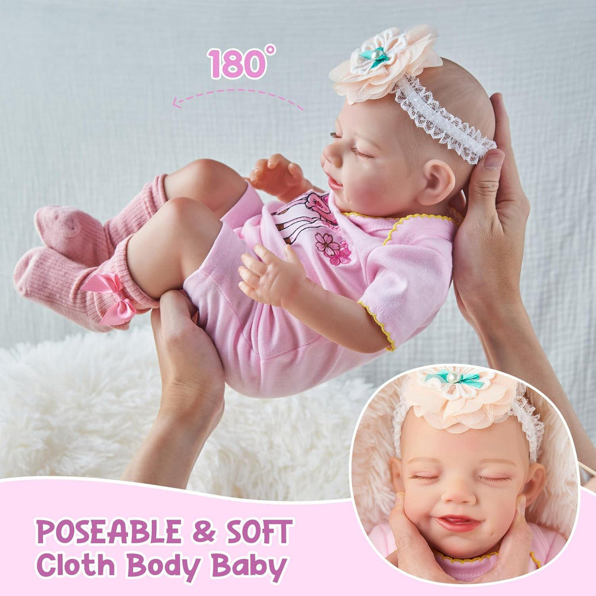 20 Inch Cloth Body Reborn Baby Doll S7805
