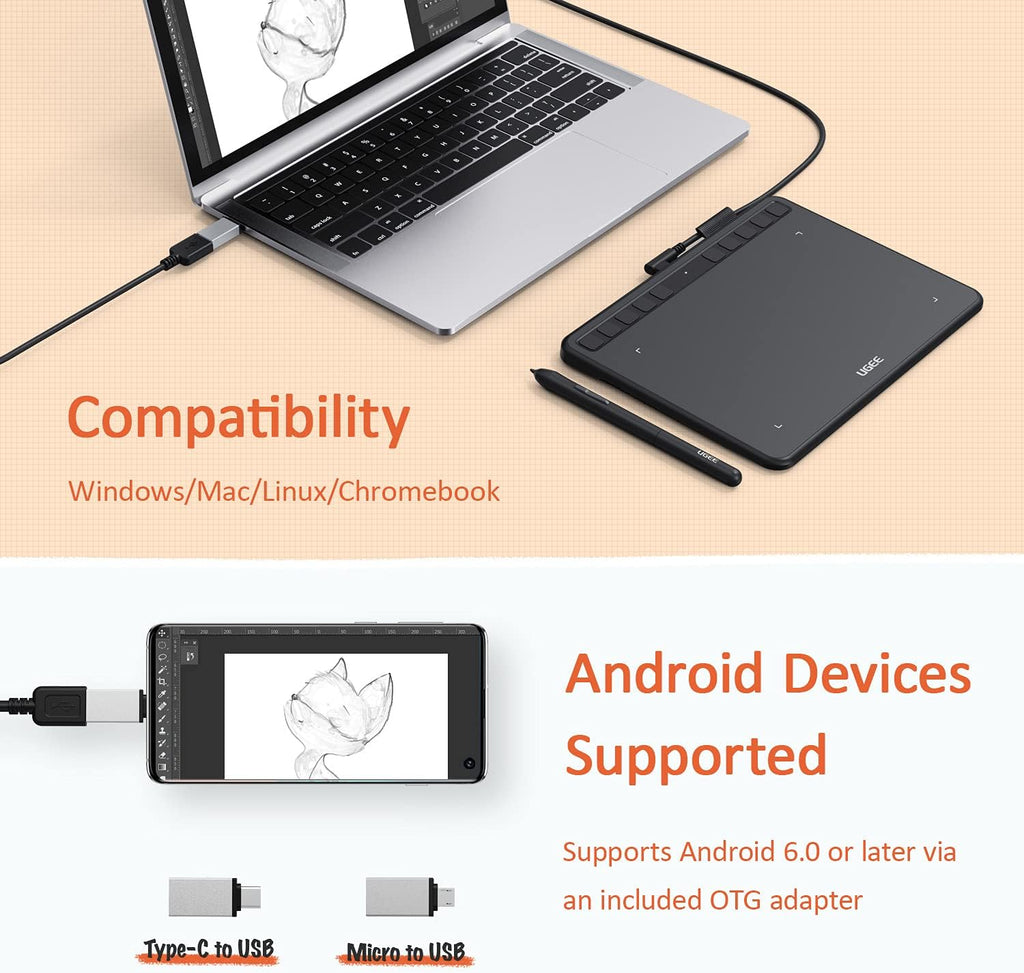 Graphics Drawing Tablet with Battery-Free Stylus S112175