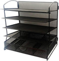 Black 5-Tier Mesh Desktop File Organizer with Drawer N489163