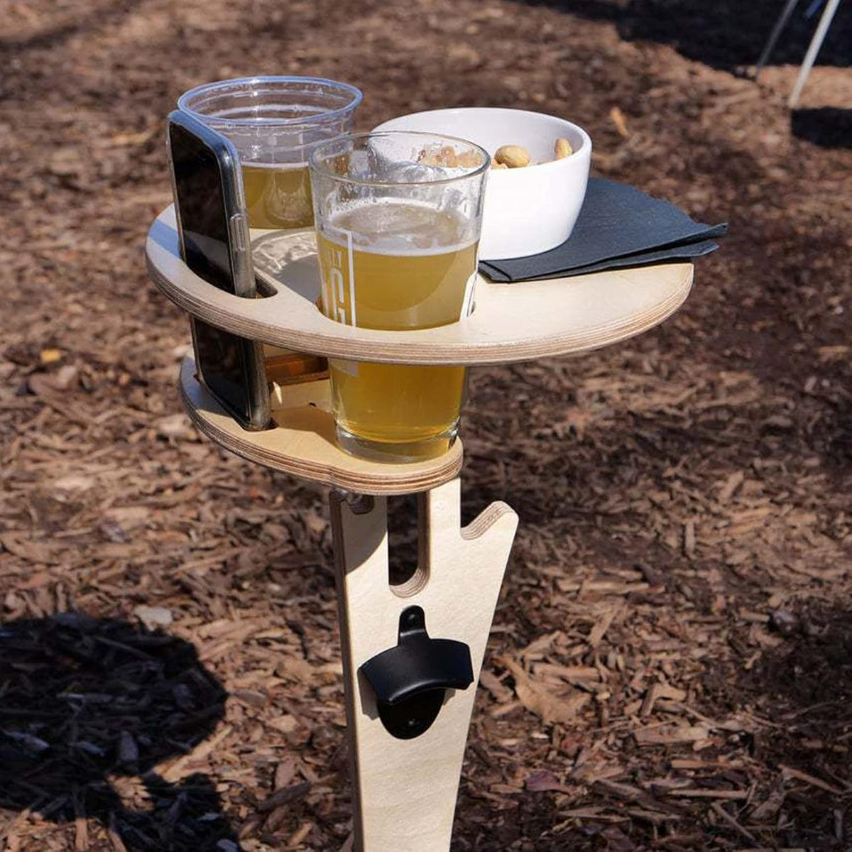 Outdoor Folding Two-Layer Wine Table Wooden Portable Picnic Table K82917