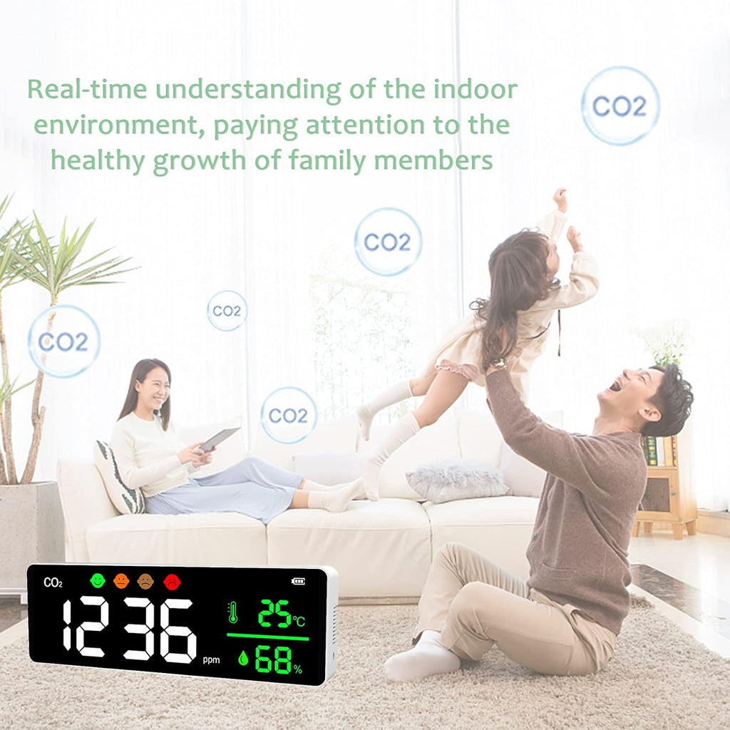 3-in-1 Air Quality Monitor Carbon Dioxide Detector Temperature Humidity Meter Q840487