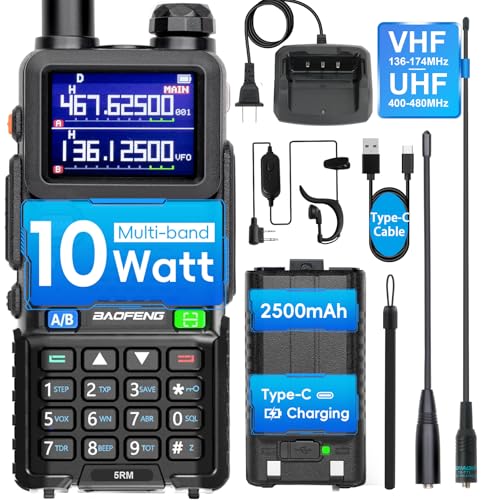 Ham Radio 10W VHF/UHF 8 Bands Two Way Radio Handheld with 2500mAh Battery V5607