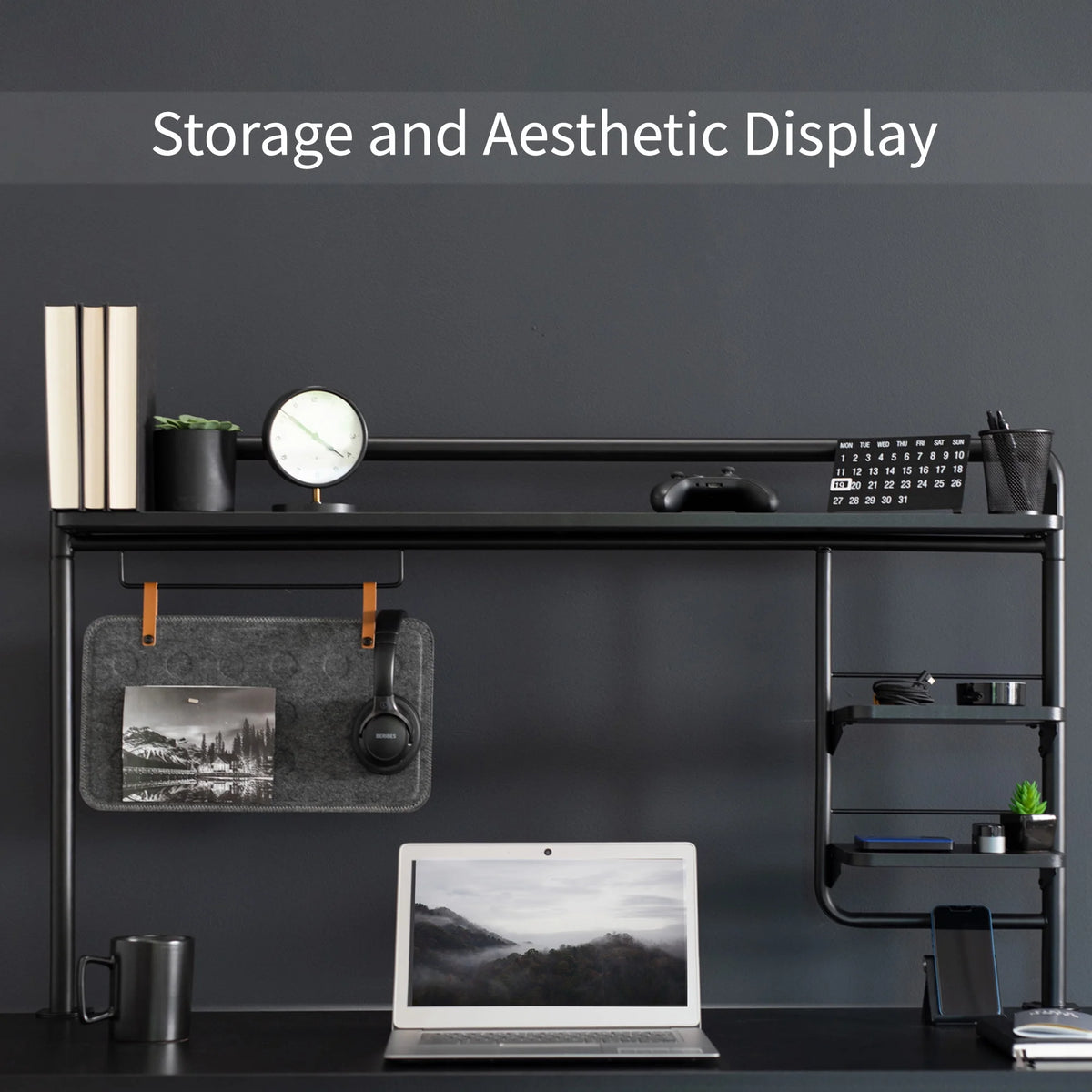 Clamp-on Desktop Shelving System with Magnetic Memo Board U93672