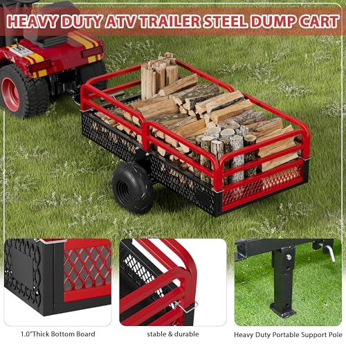 Heavy Duty Steel Dump Cart Utility Trailer, 1500 lbs 15 Cubic Feet with Removable Sides R399134