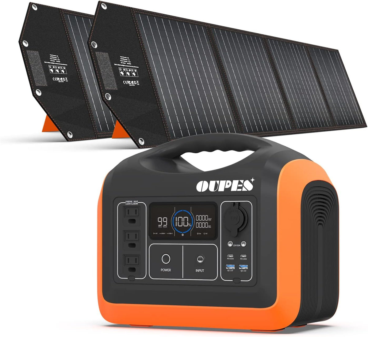 1200W Portable Power Station with 200W Solar Panel, 992Wh Battery, 3 AC Outlets L860