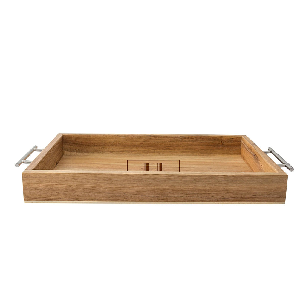 Acacia Tray with Metal Handles V8037