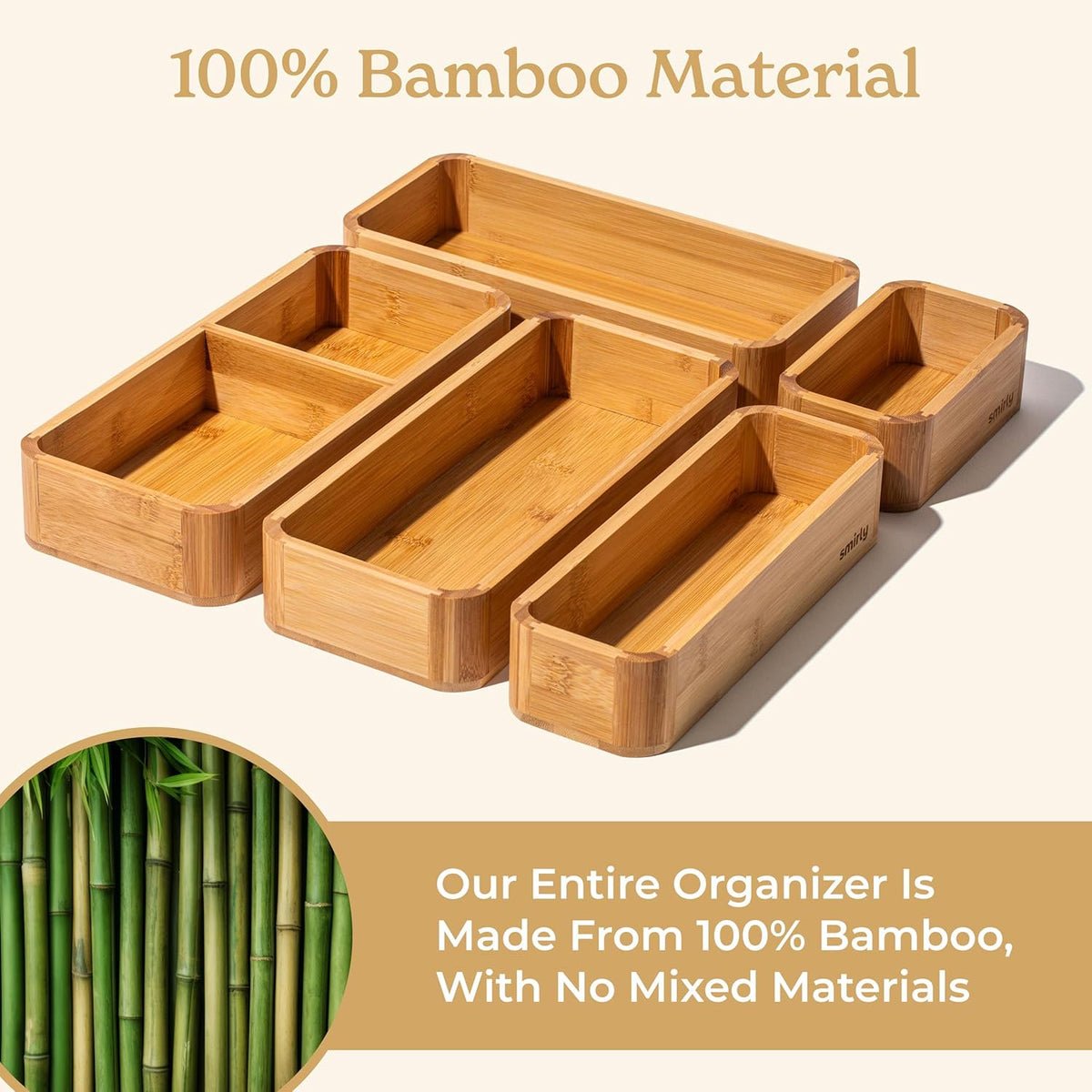3-Piece Bamboo Kitchen Drawer Organizer Set N385