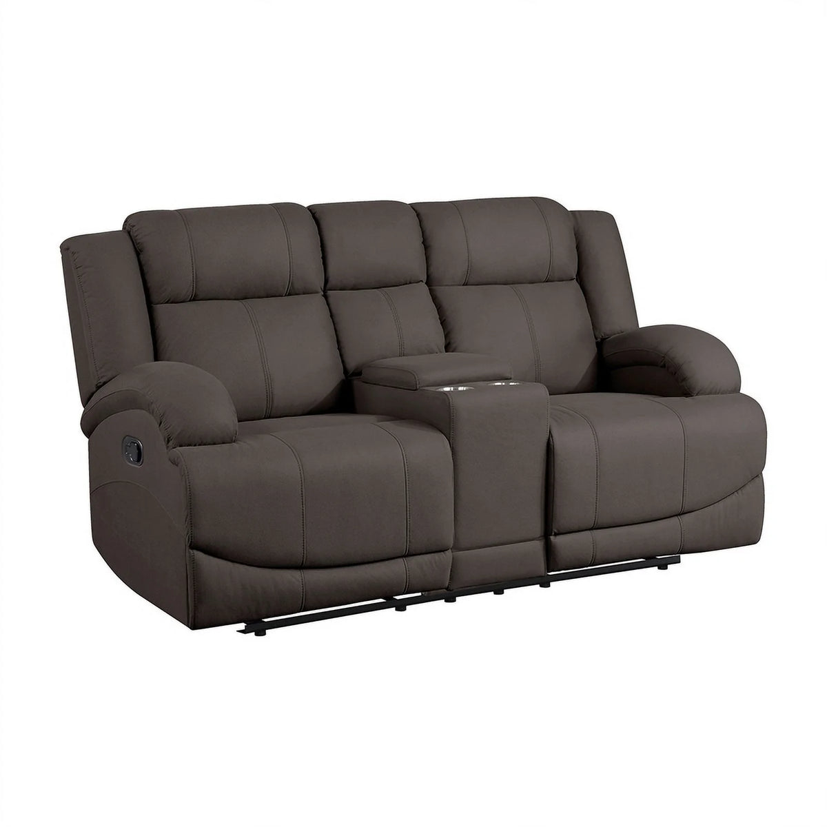 Chocolate Microfiber 2-Piece Manual Reclining Sofa Set Q332658