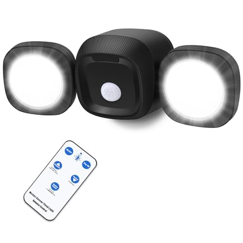 White Battery-Operated Motion Sensor LED Flood Light, 5500K Daylight, IP65 Waterproof Z559