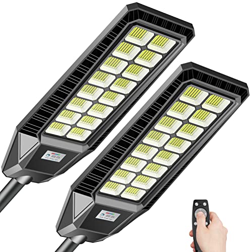 2 Pack 3200W Solar Street Lights with Motion Sensor IP66 6500K Z952375