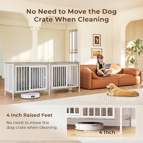 78 Inch Extra Large Double Dog Kennel Furniture with Removable Divider O627074