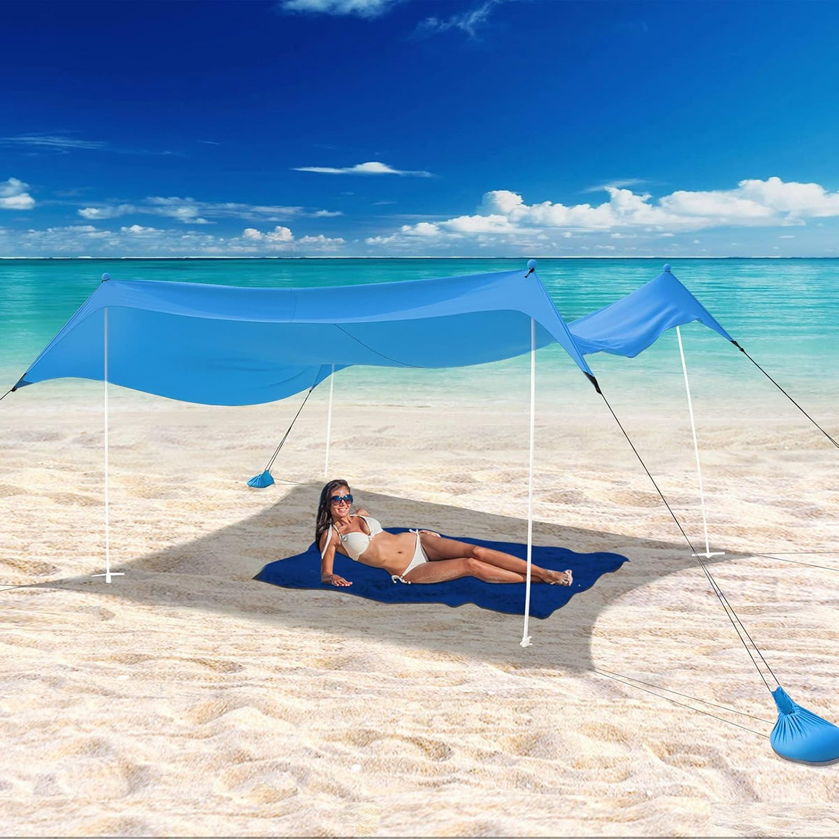 UPF 50+ Wind Resistant Portable Beach Canopy 10X10 FT K30019