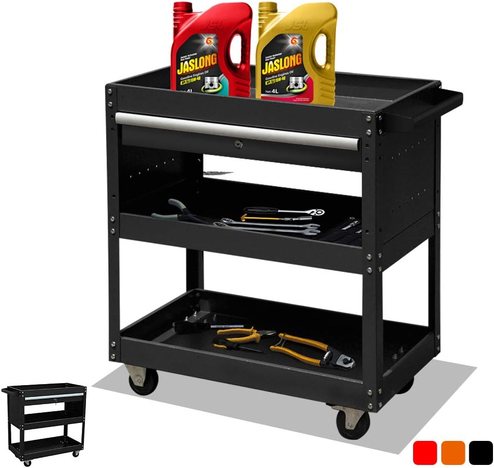 Black Tool Cart with Wheels and Drawers M149544