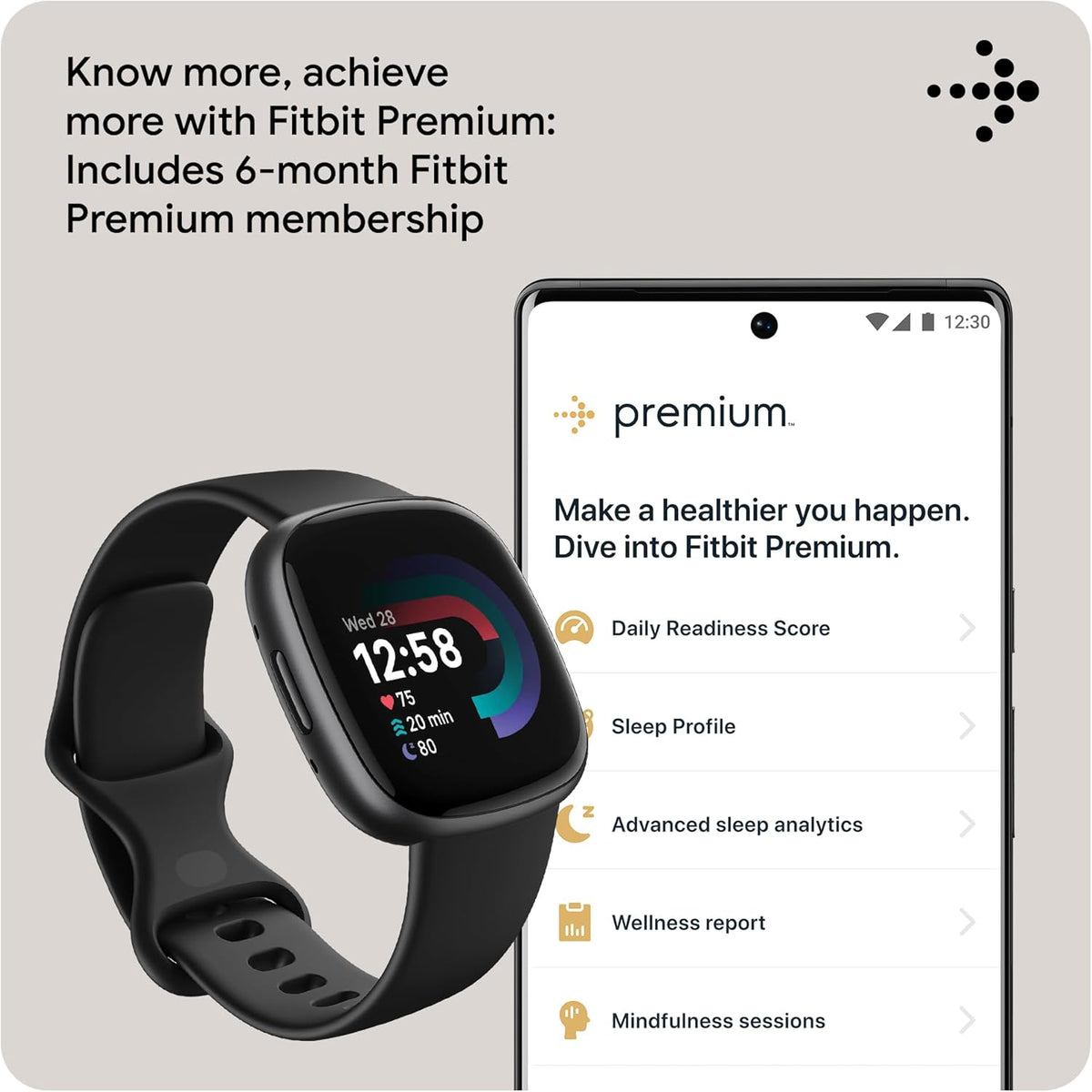 Waterfall Blue/Platinum Fitness Smartwatch with GPS, Heart Rate, One Size U65876