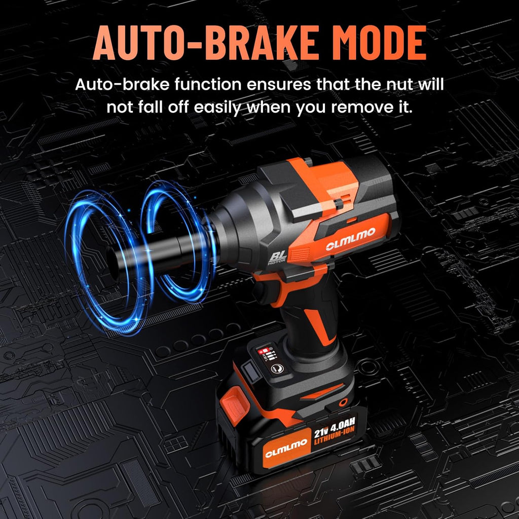 Cordless Impact Wrench 1/2-In 700Ft-lbs Brushless 21V Electric with 2x 3.0Ah Battery Fast Charger 5 Sockets X60799