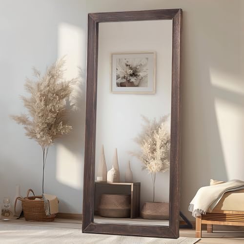 Rustic Farmhouse Full Length Mirror, 64"x21" Wood Frame Floor Mirror H495595