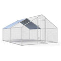 Large Metal Chicken Coop Walk-in Poultry Cage Chicken Run Pen Dog Kennel Duck House with Waterproof and Anti-Ultraviolet Cover B71894