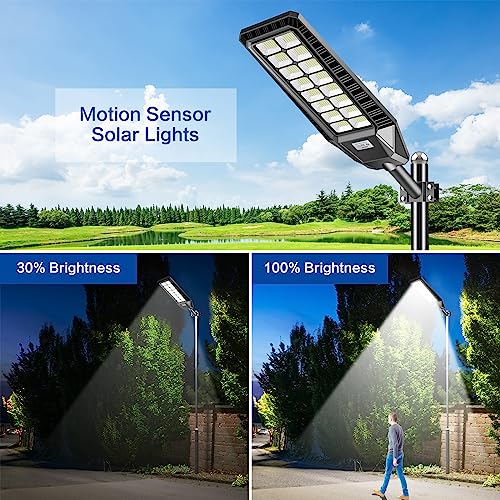 2 Pack 3200W Solar Street Lights with Motion Sensor IP66 6500K Z952375