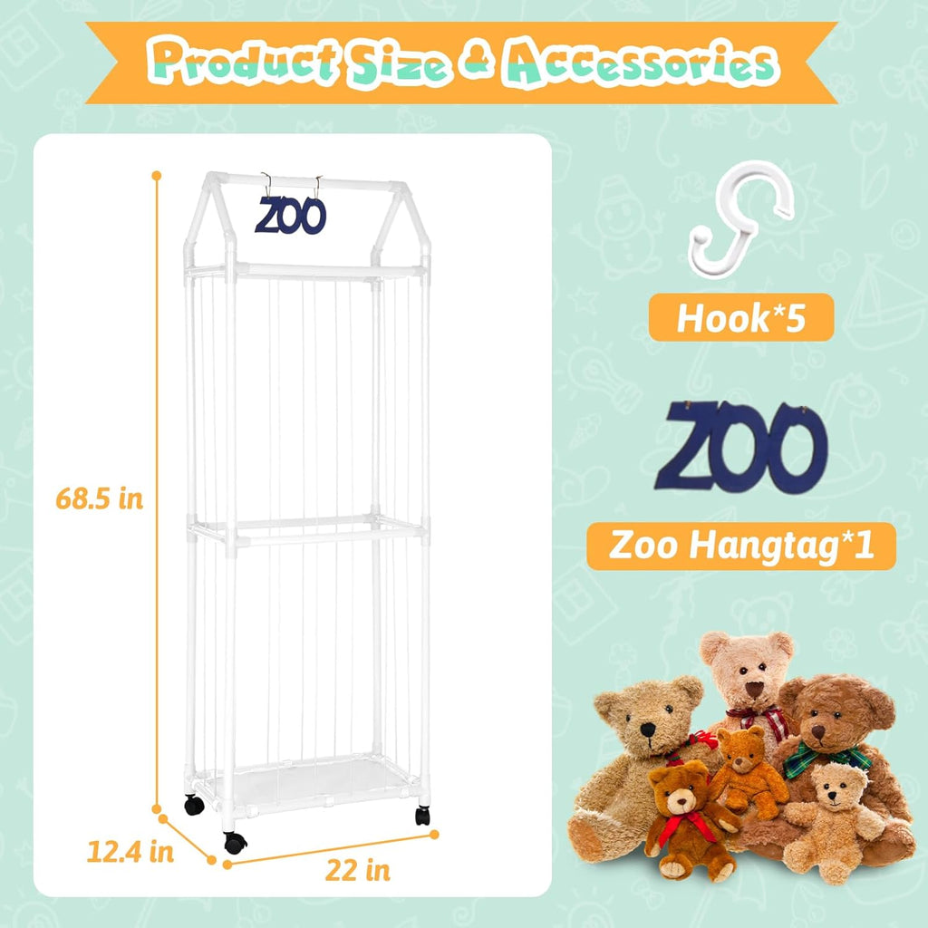 White Stuffed Animal Storage Zoo with Elastic Band and Net G87205