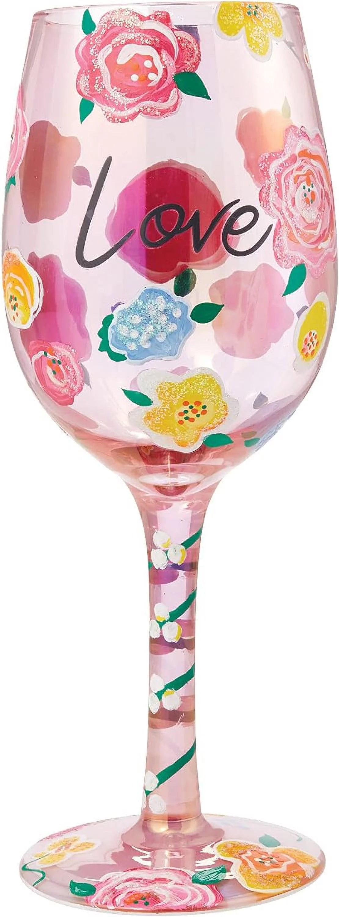 Floral Hand-Painted Artisan Wine Glass J67060