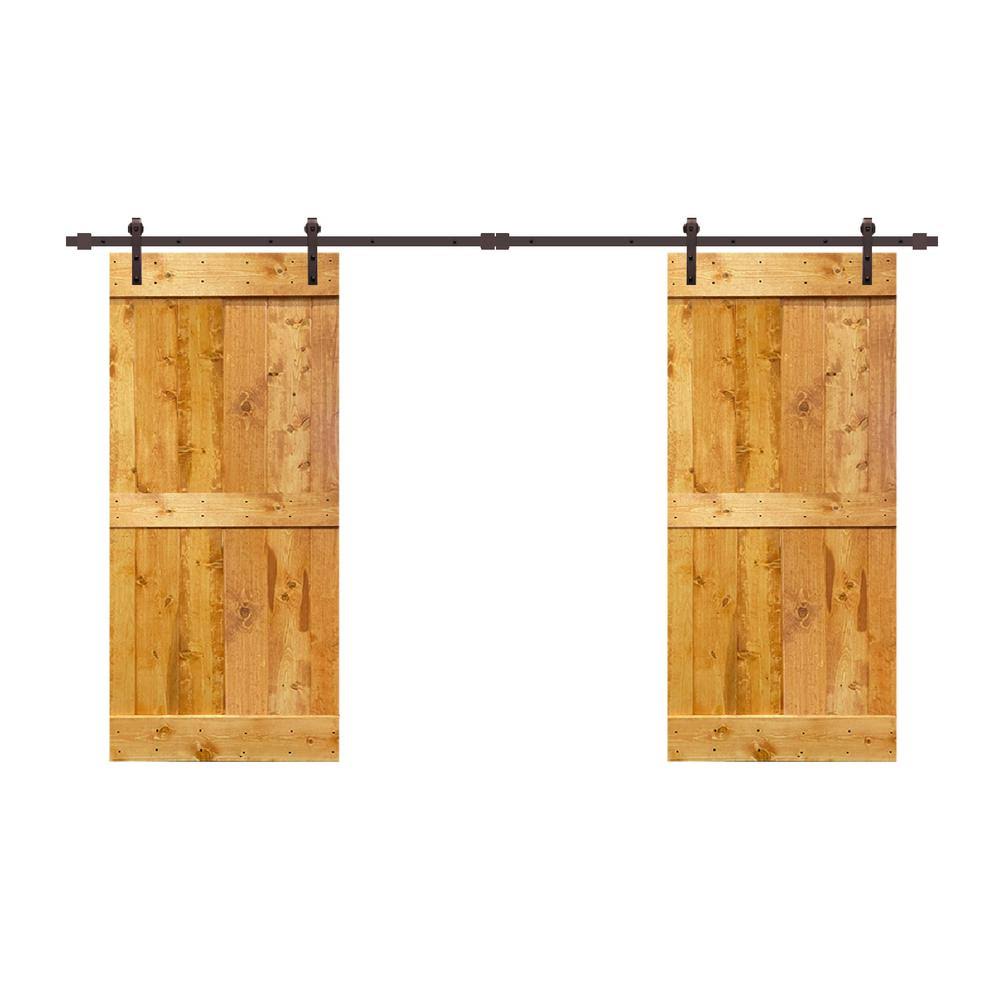 Stained Double Barn Door with Hardware Kit A3616