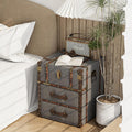 Grey Linen Storage Chest with Hinged Top F90395