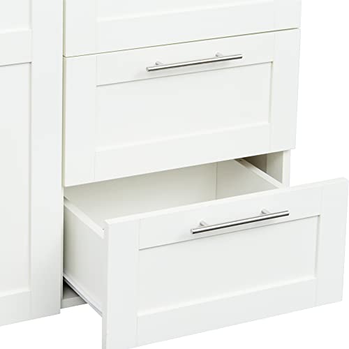 White Tall Kitchen Pantry Cabinet with 2 Doors and 2 Drawers H170553