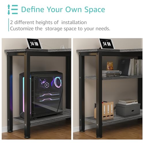 Black L Shaped Gaming Desk with Drawers & Storage Shelves, 47 Inch, Power Outlet T93844