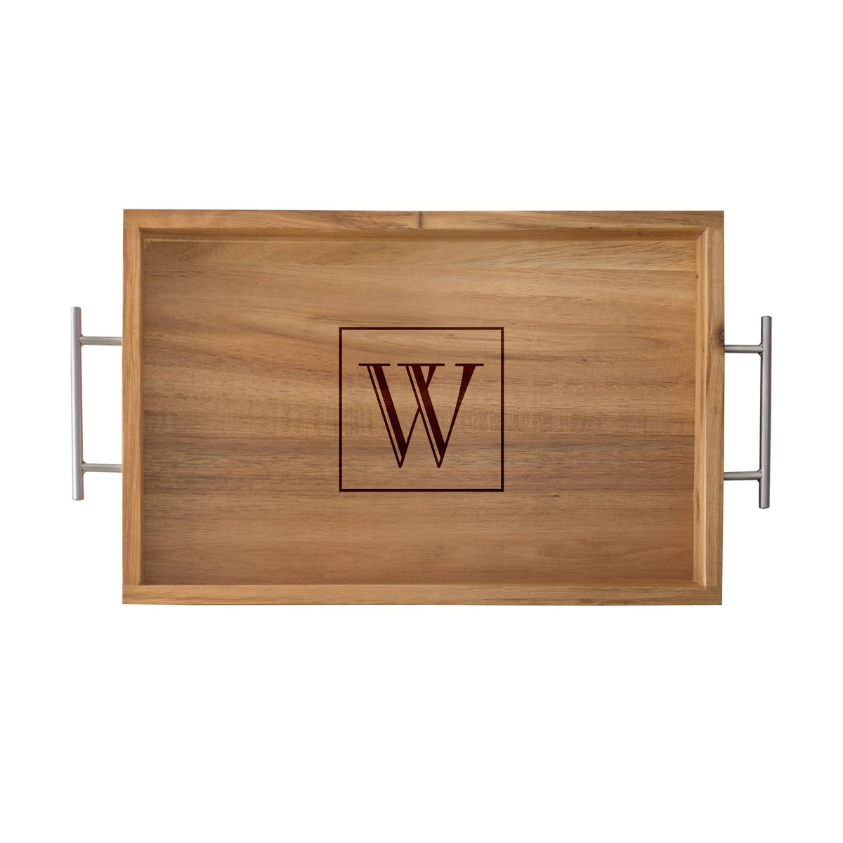 Acacia Tray with Metal Handles V8037