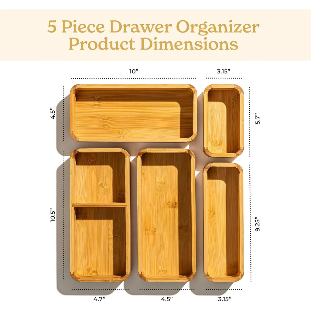3-Piece Bamboo Kitchen Drawer Organizer Set N385