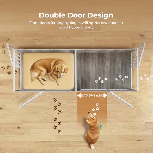 78 Inch Extra Large Double Dog Kennel Furniture with Removable Divider O627074