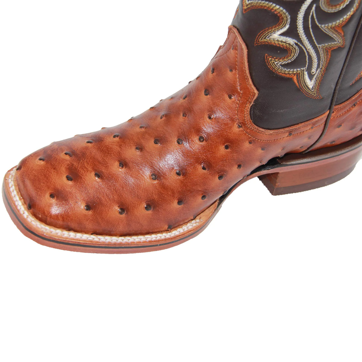 Men’s Genuine Leather Ostrich Print Square Toe Cowboy Boots V587