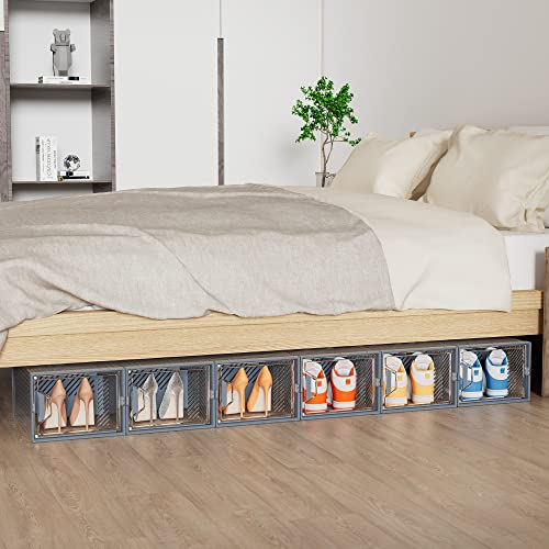 12 Pack Clear Plastic Stackable Shoe Storage Boxes G6070