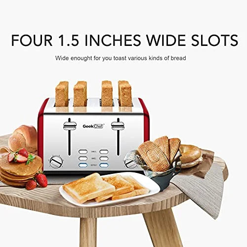 4 Slice Extra Wide Slots Stainless Steel Toaster X7292