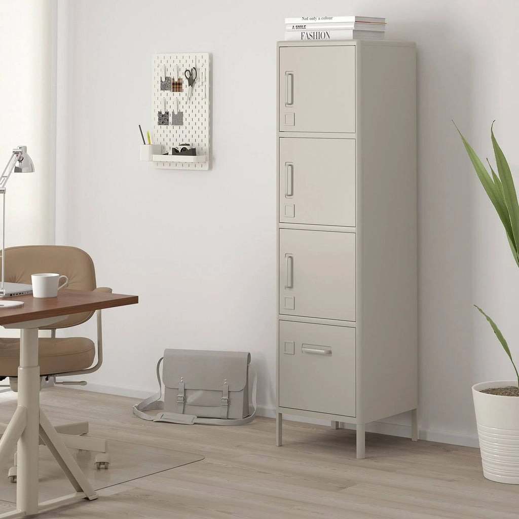 Beige High Cabinet with Drawer and Doors S118