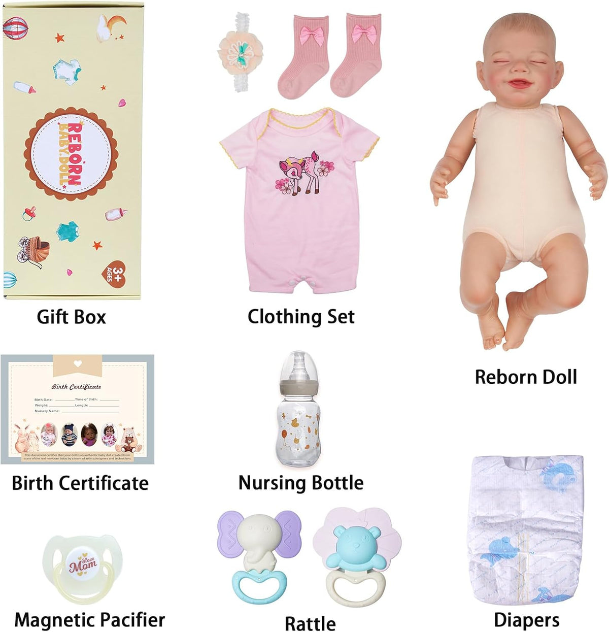 20 Inch Cloth Body Reborn Baby Doll S7805
