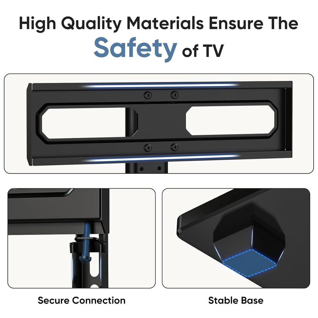 Height Adjustable Swivel TV Stand with Tempered Glass Base, Max VESA 400x400mm X25342
