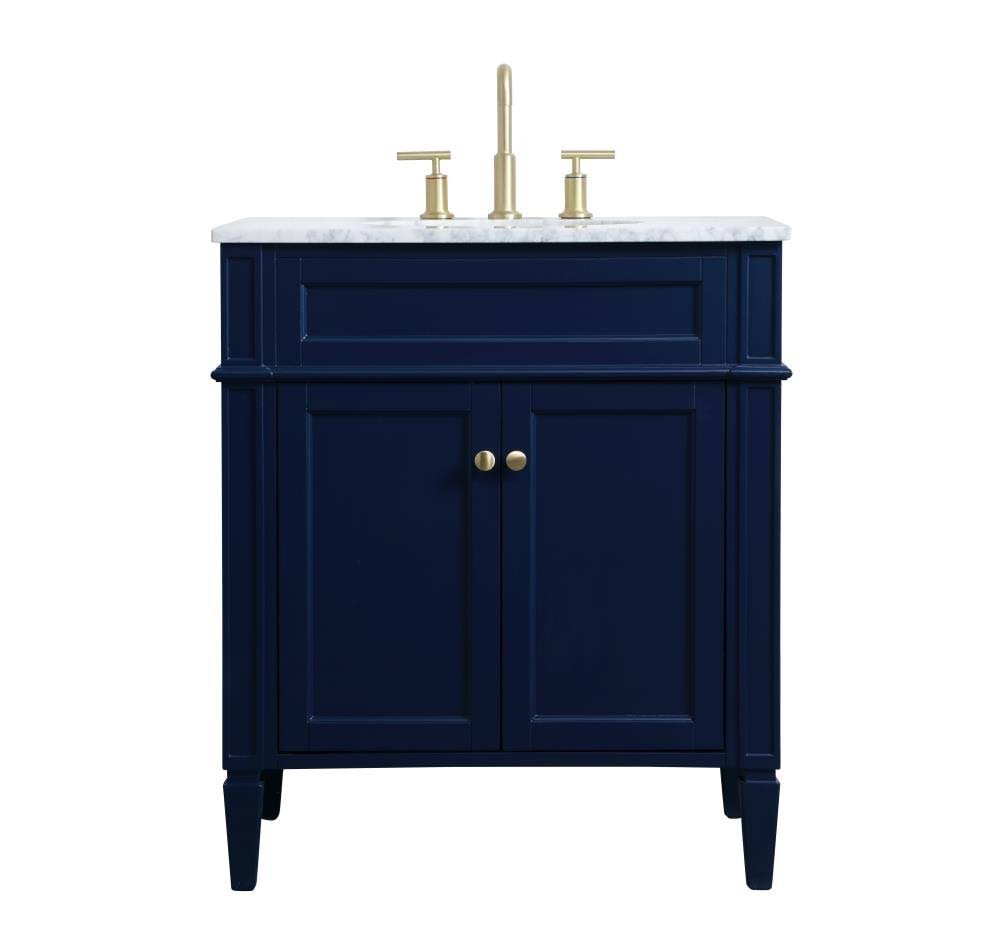 Blue Single Sink Bathroom Vanity with Marble Top W181